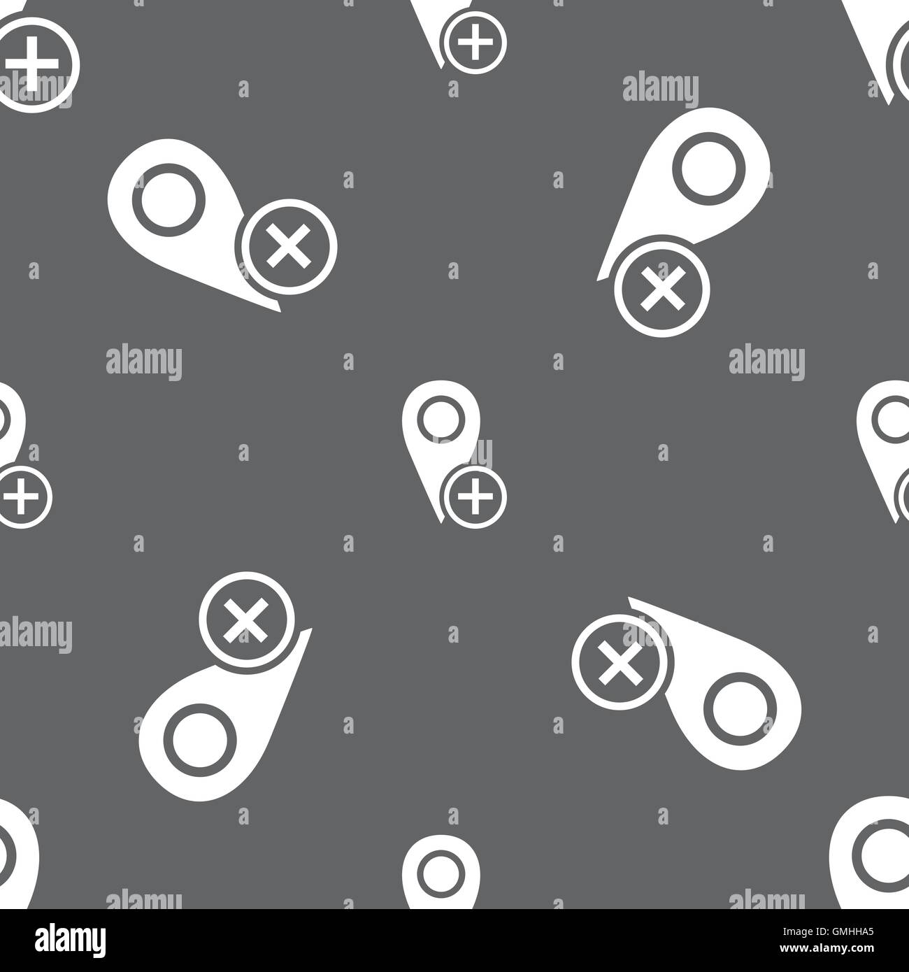 Map pointer icon sign. Seamless pattern on a gray background. Vector ...