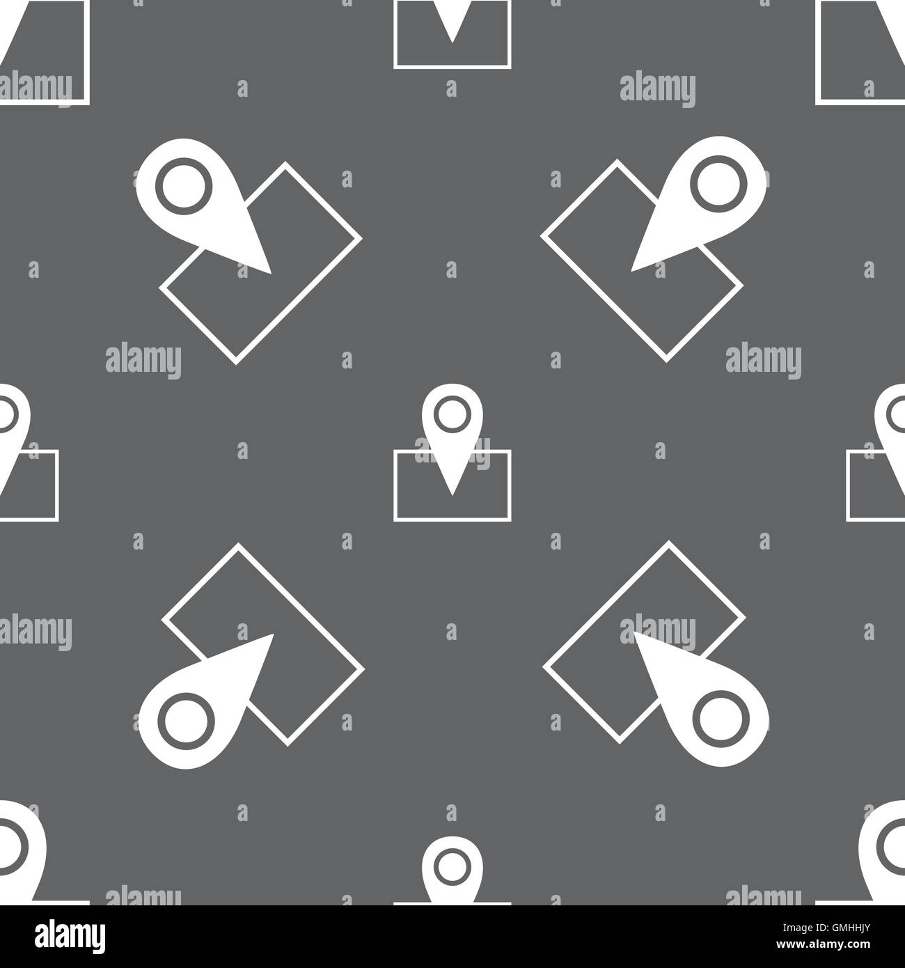 Map pointer icon sign. Seamless pattern on a gray background. Vector ...