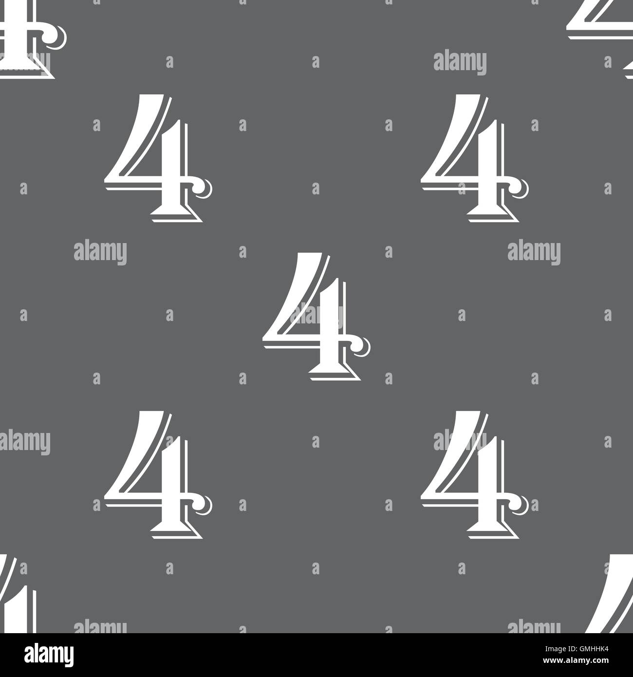 number four icon sign. Seamless pattern on a gray background. Vector ...