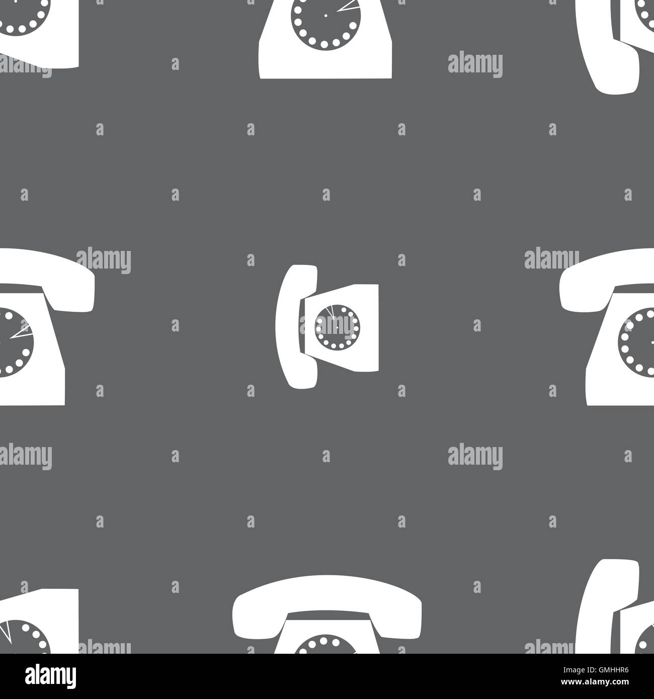 Retro telephone icon symbol. Seamless pattern on a gray background ...