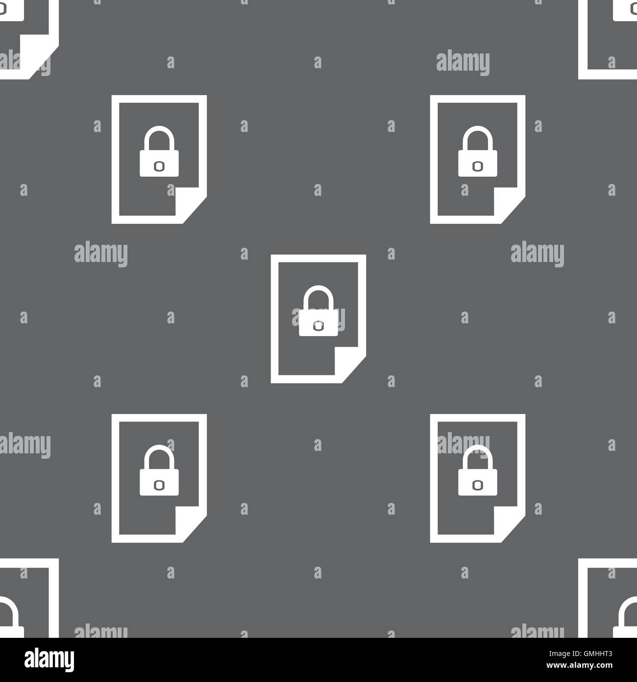 file locked icon sign. Seamless pattern on a gray background. Vector ...