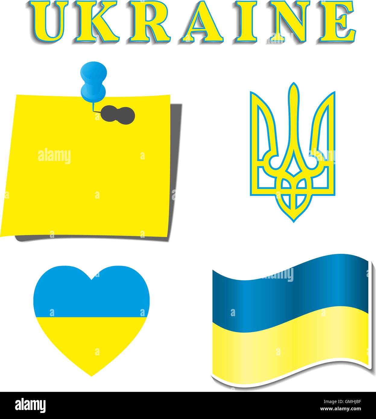 Set Ukrainian symbolism, vector illustration Stock Vector