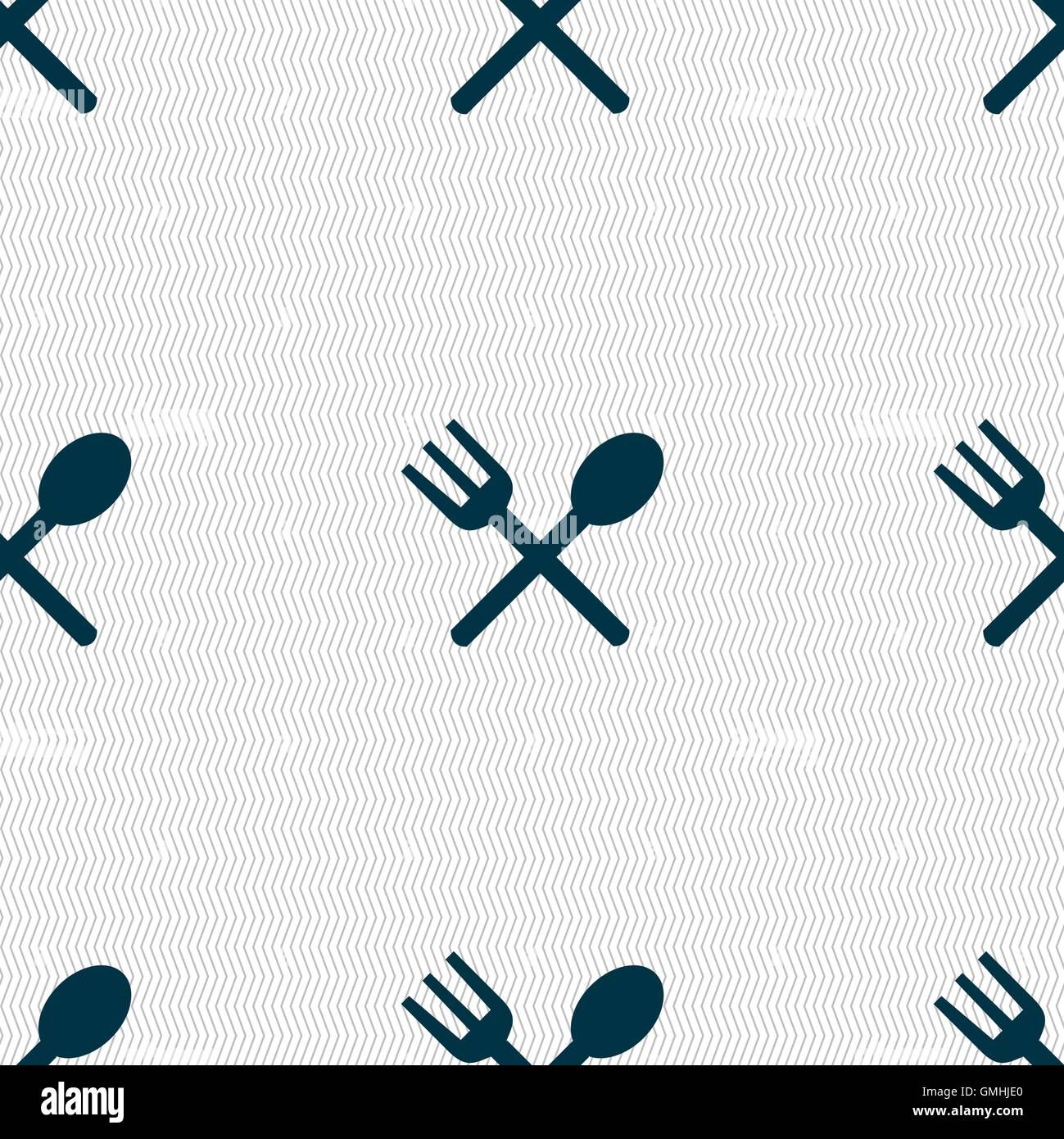 Fork and spoon crosswise, Cutlery, Eat icon sign. Seamless abstract ...