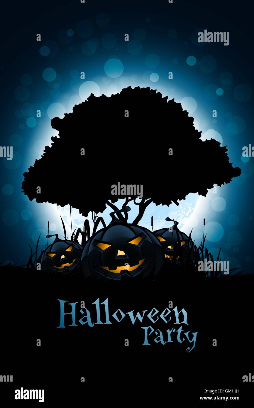 Halloween Background with Pumpkin and Tree Stock Vector Image & Art - Alamy