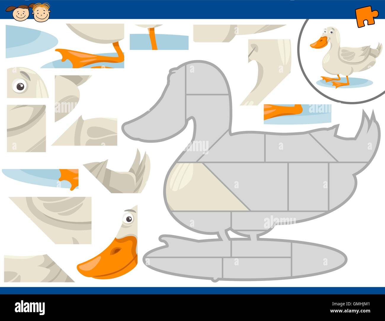 cartoon duck jigsaw puzzle task Stock Vector Image & Art Alamy