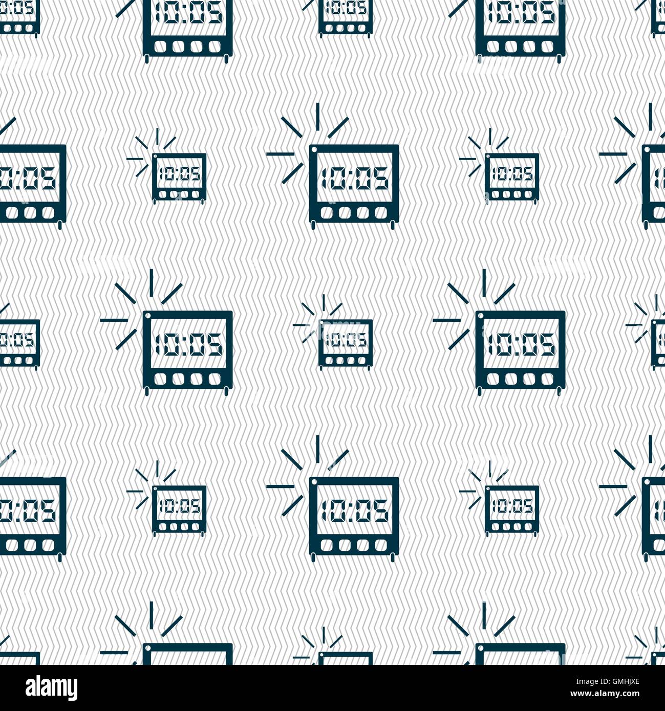 digital Alarm Clock icon sign. Seamless abstract background with ...