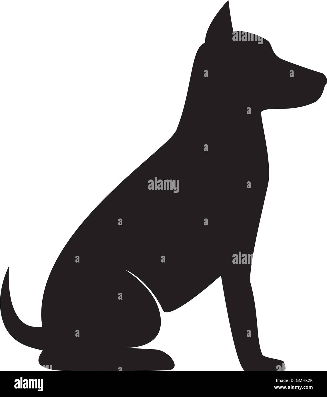Dessin Chien Assis De Face dog sit silhouette Stock Vector Art & Illustration, Vector Image