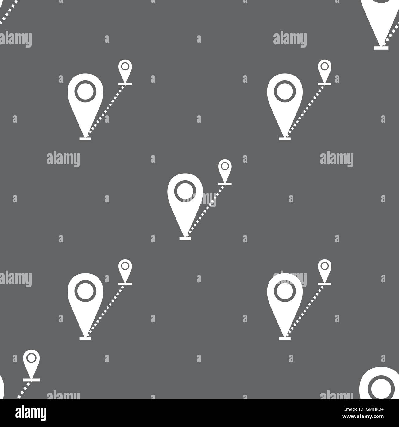 Map pointer icon sign. Seamless pattern on a gray background. Vector ...