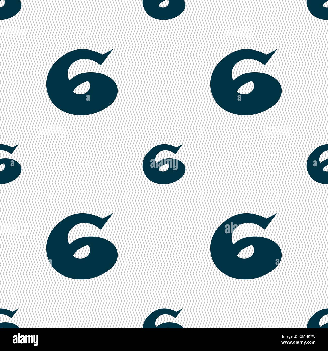 number six icon sign. Seamless abstract background with geometric ...