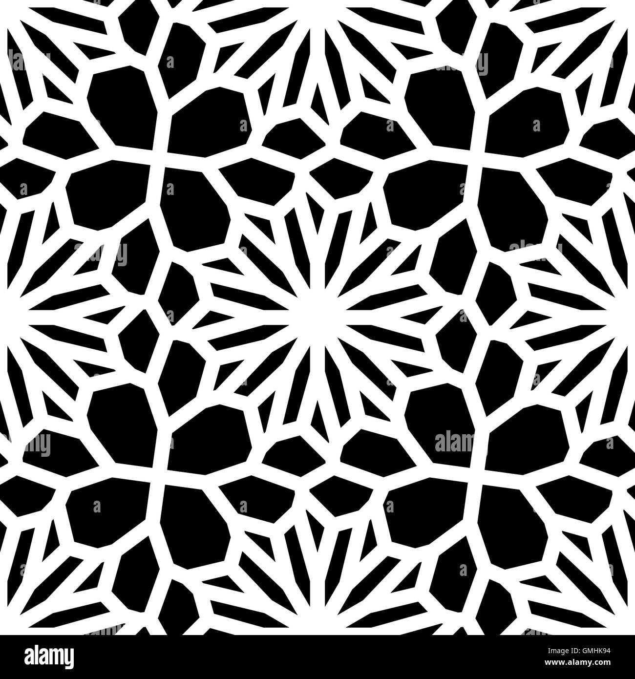 Vector Black & White Seamless Geometric Square Lace Grid Pattern Stock Vector