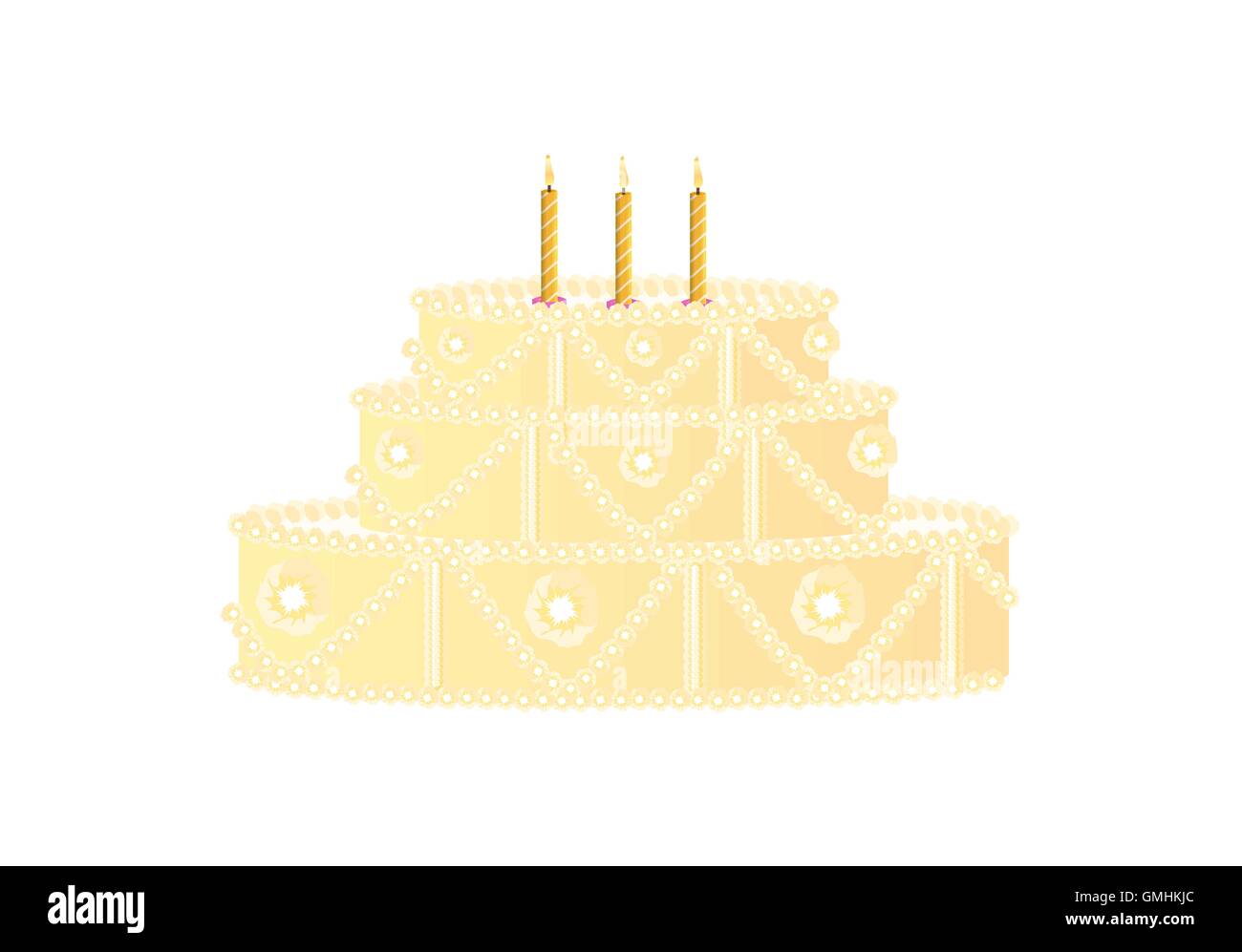 Birthday cake many candles Stock Vector Images - Alamy
