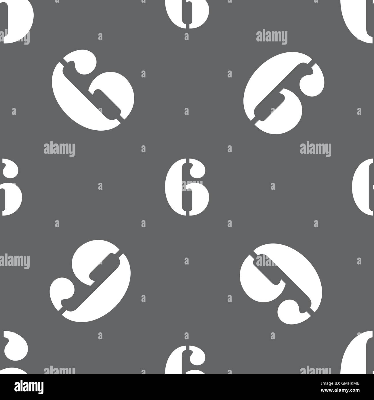 number six icon sign. Seamless pattern on a gray background. Vector ...