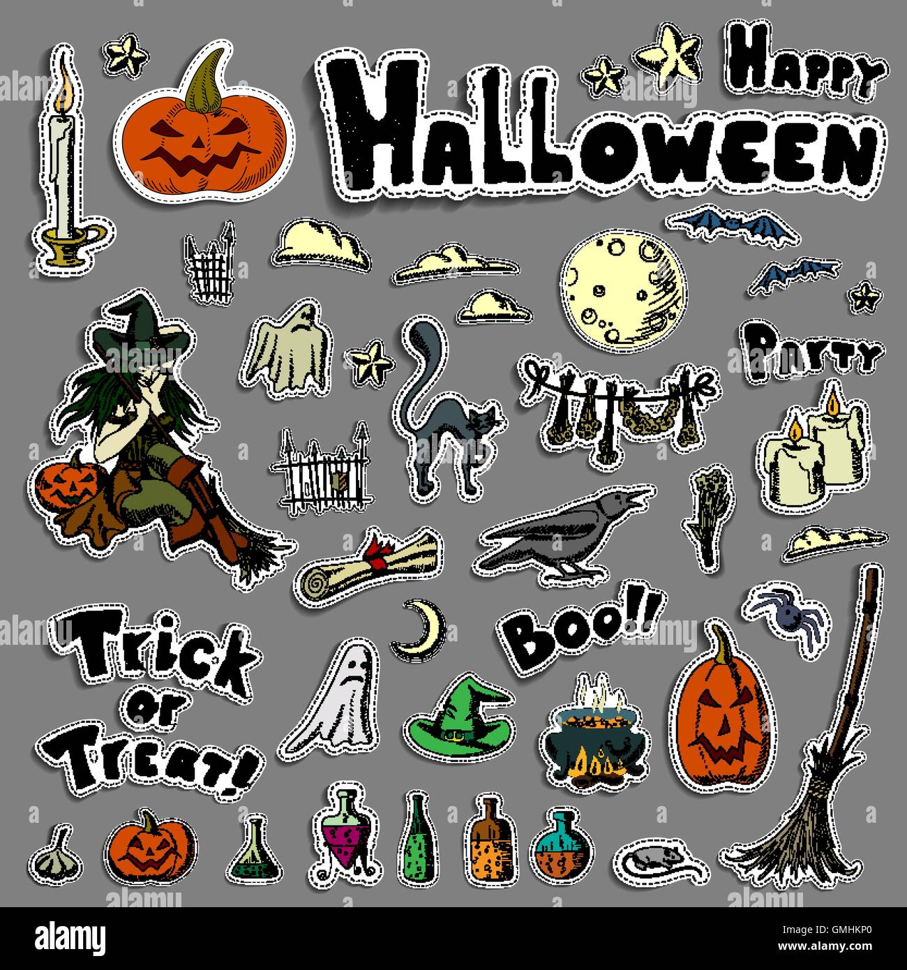 set of halloween elements Stock Vector Image & Art - Alamy
