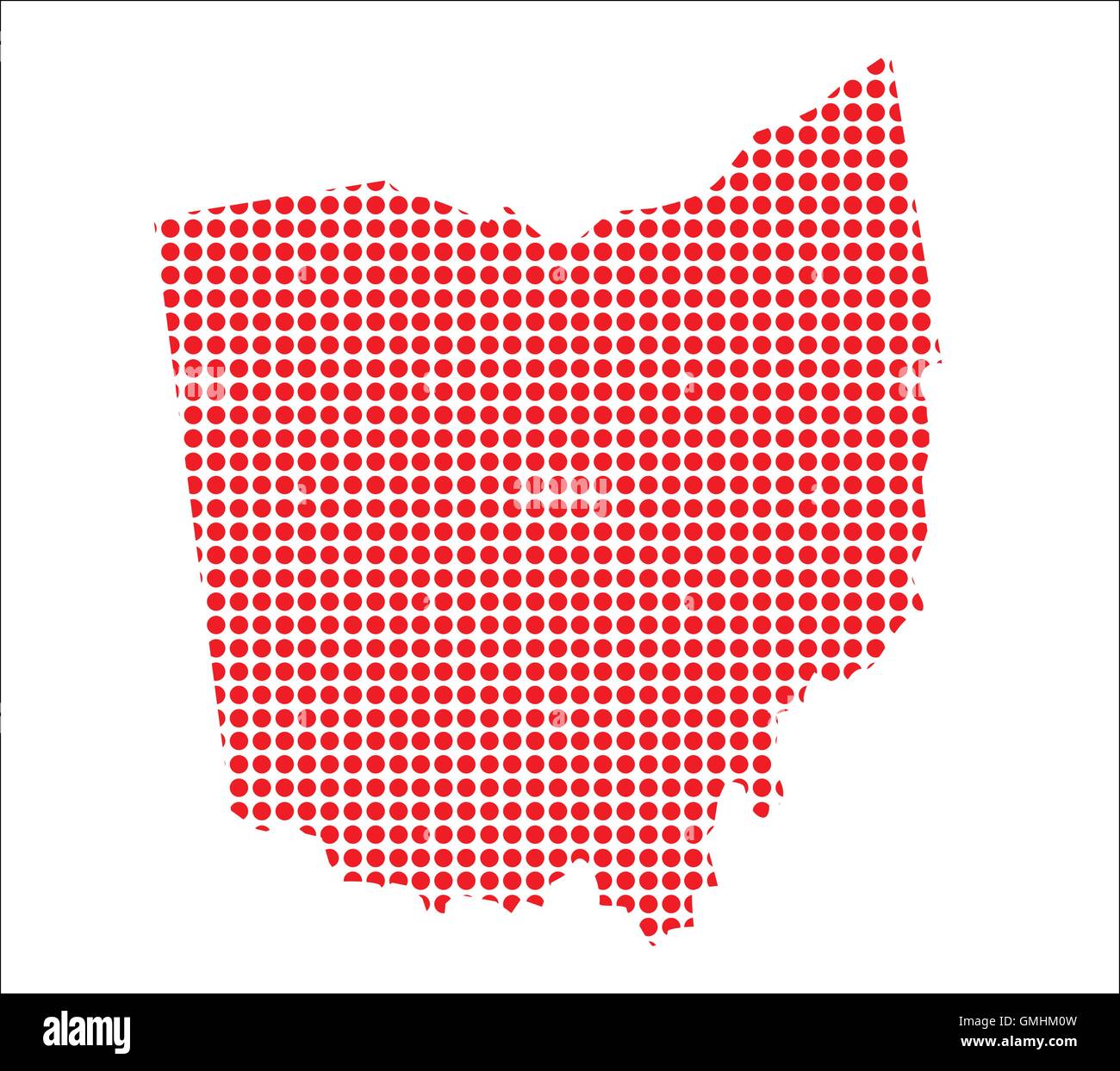 Red Dot Map of Ohio Stock Vector