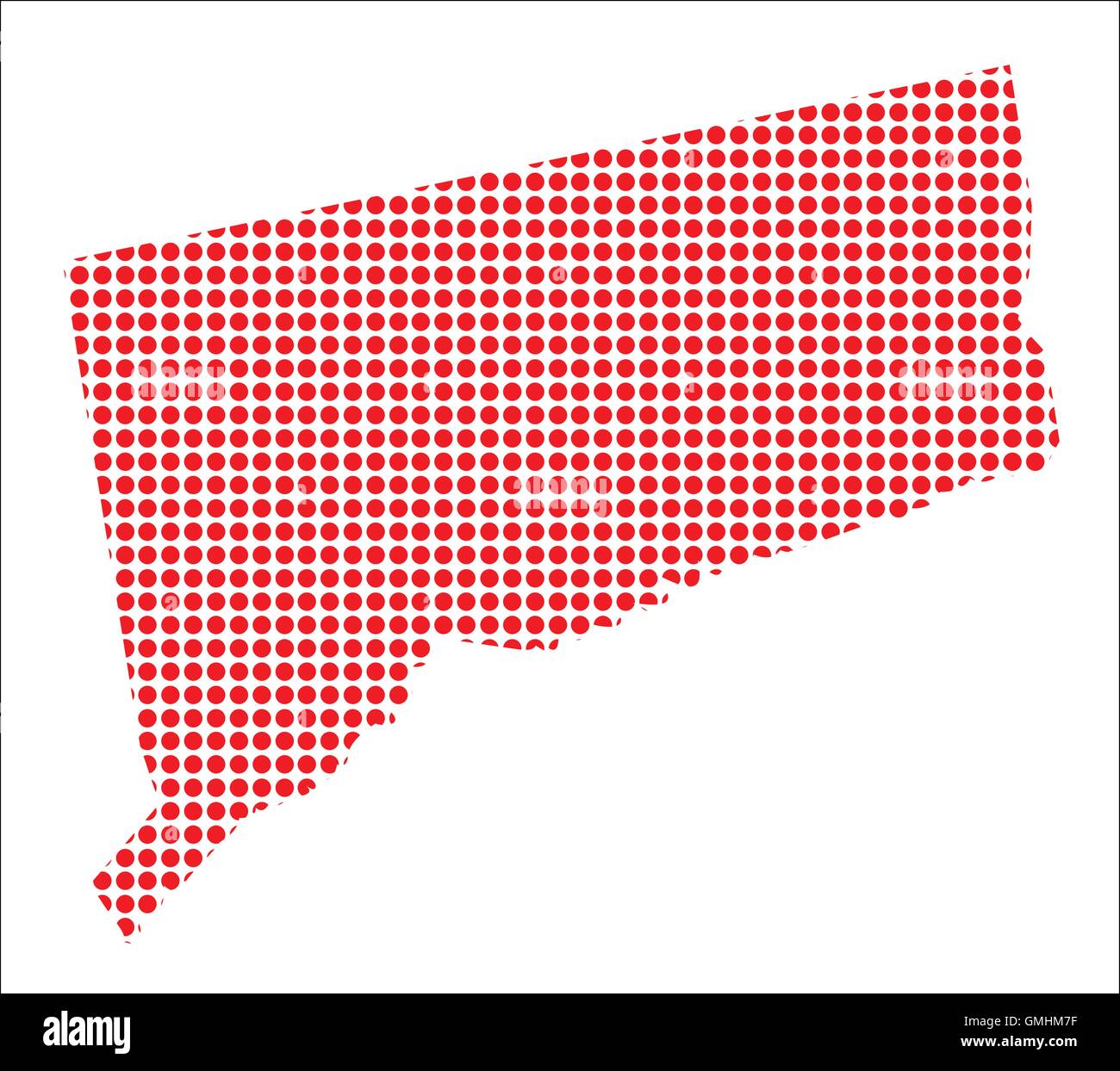 Red Dot Map of Connecticut Stock Vector