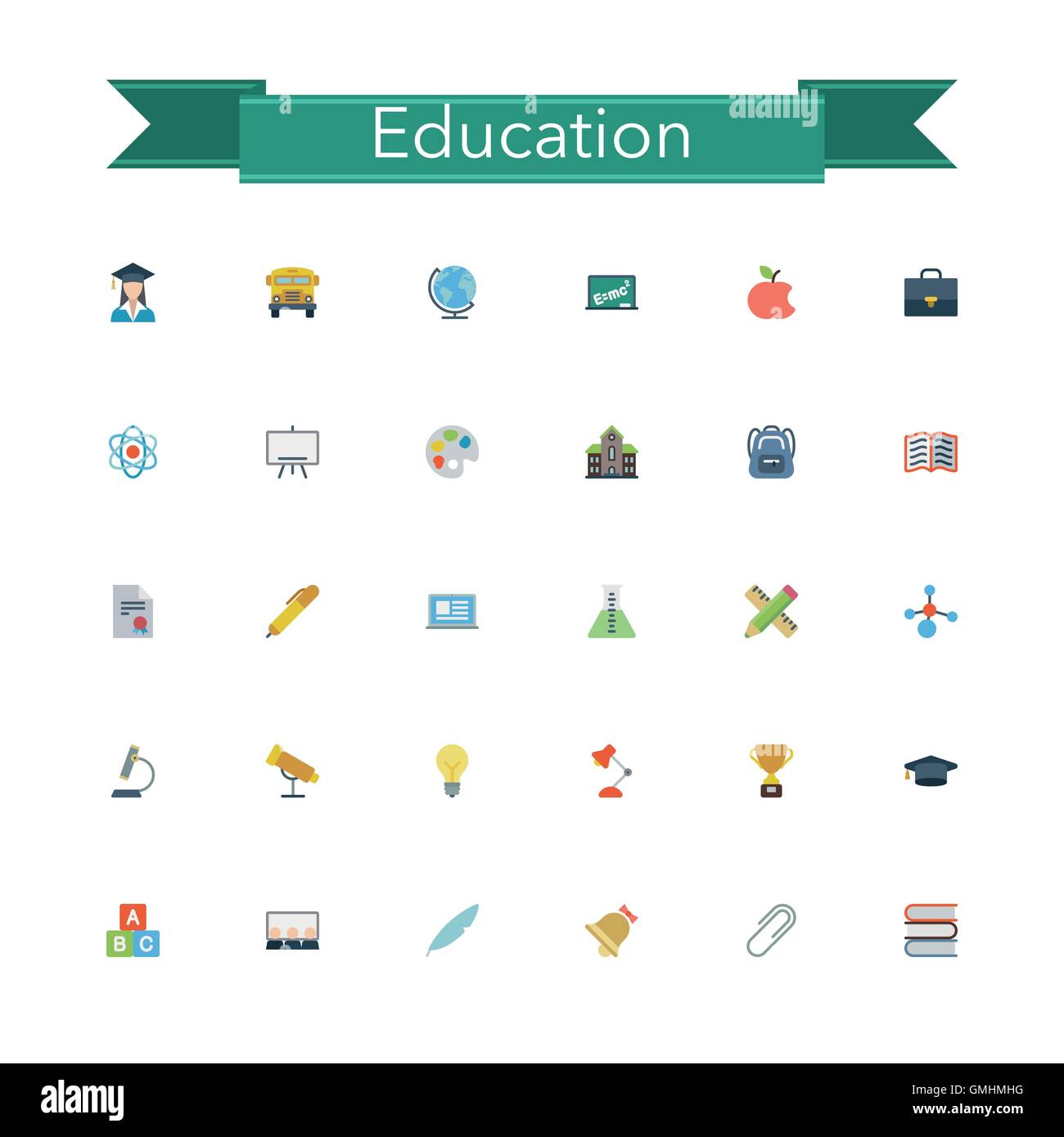 Education Flat Icons Stock Vector Image & Art Alamy