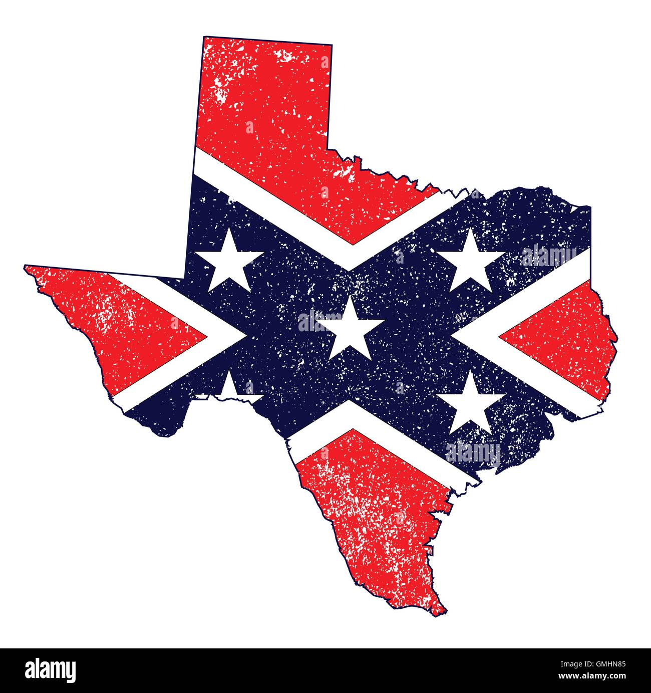 Confederate Flag Over Texas Map Stock Vector