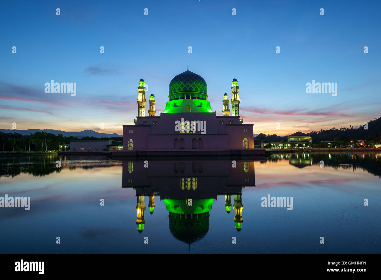 Kota Kinabalu city mosque, also known as Floating Mosque Stock Photo