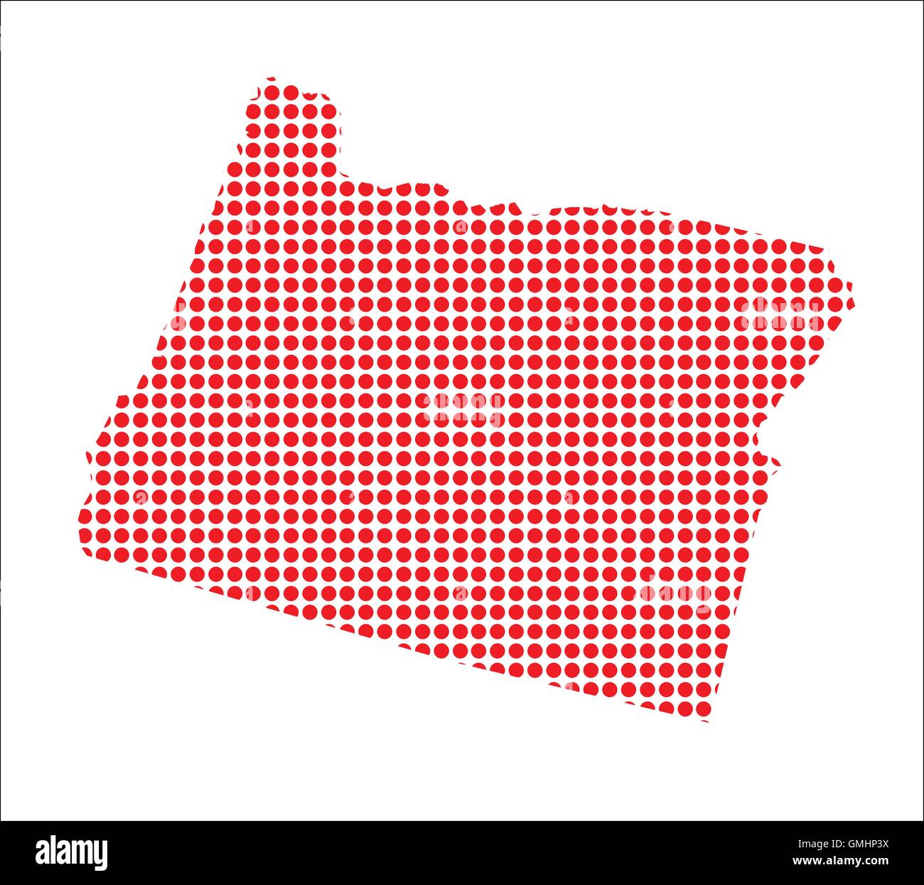Red Dot Map of Oregon Stock Vector