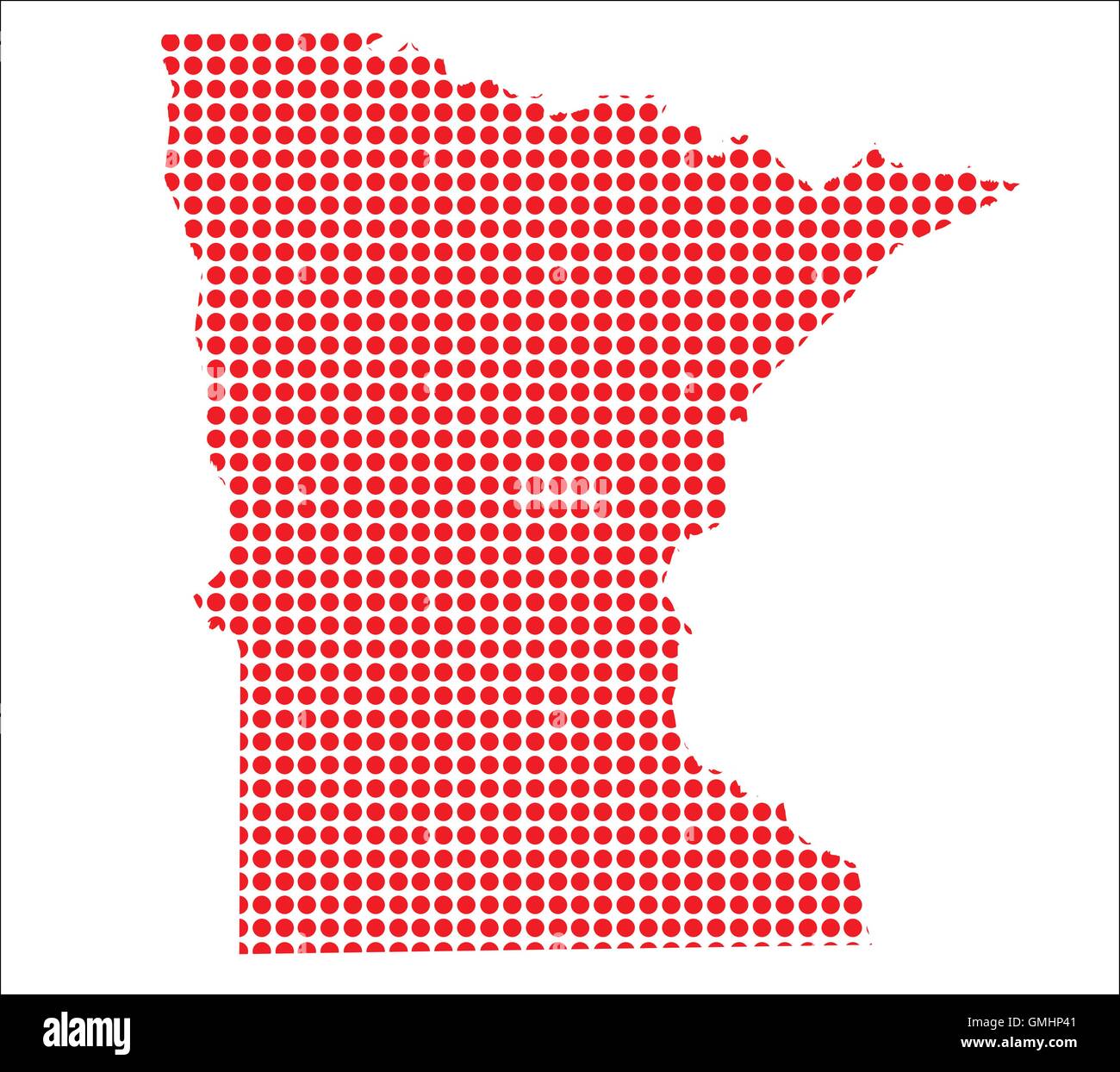 Red Dot Map of Minnesota Stock Vector