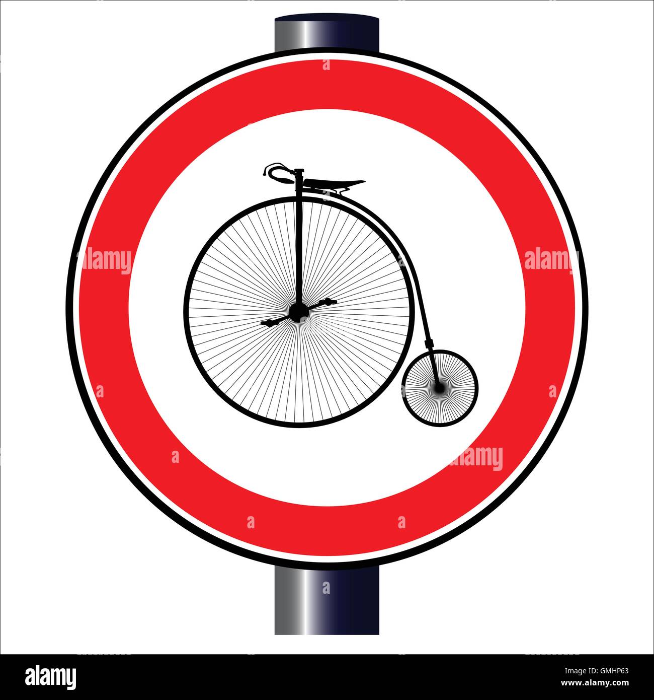Penny Farthing Traffic Sign Stock Vector