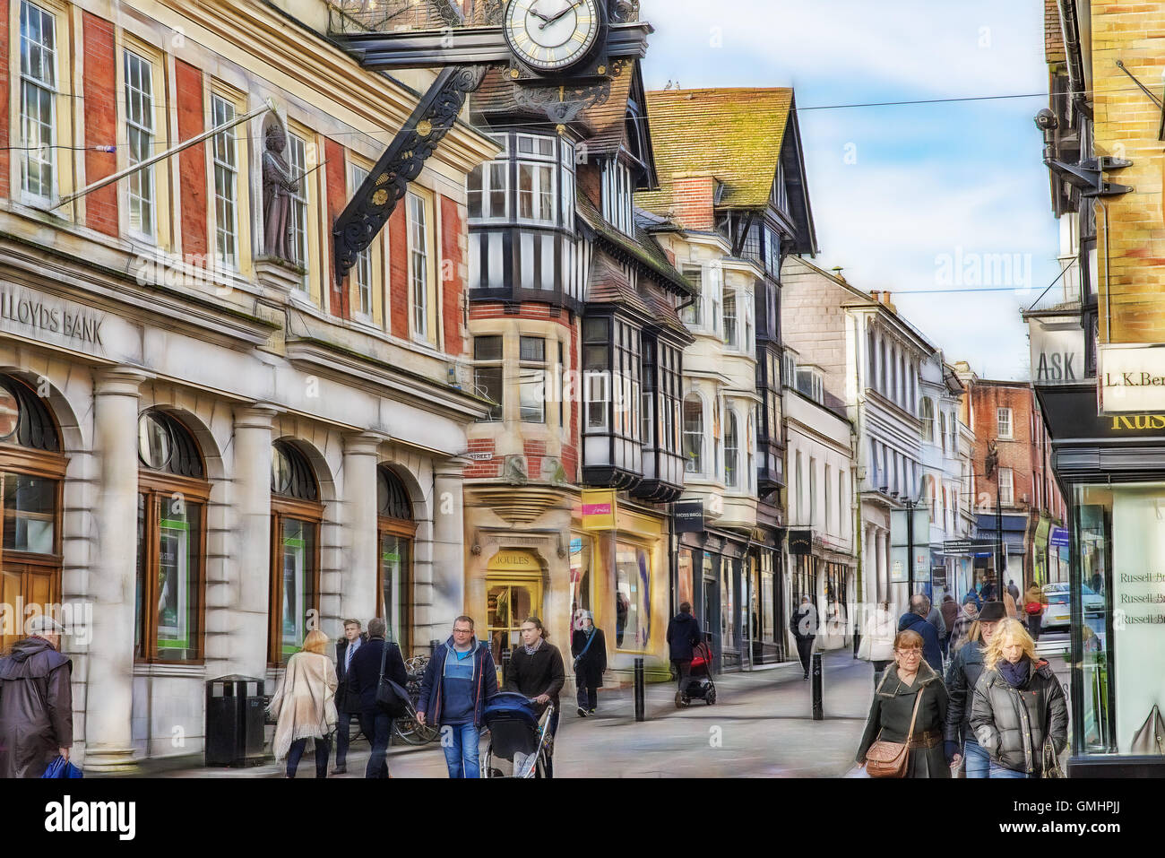 Winchester High Street shops Stock Photo Alamy