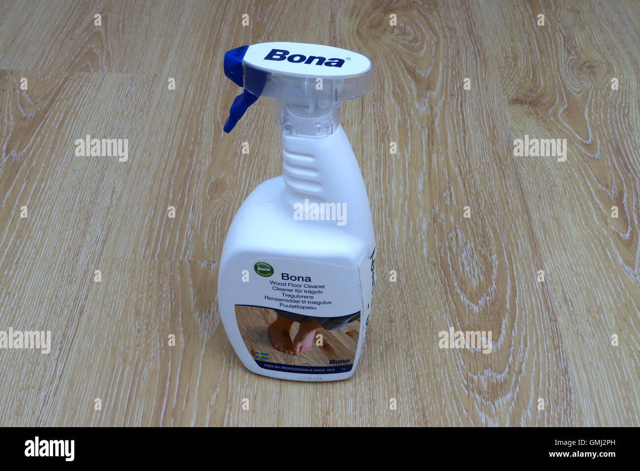 Bona - cleaning spray for  wooden floor made in Sweden Stock Photo