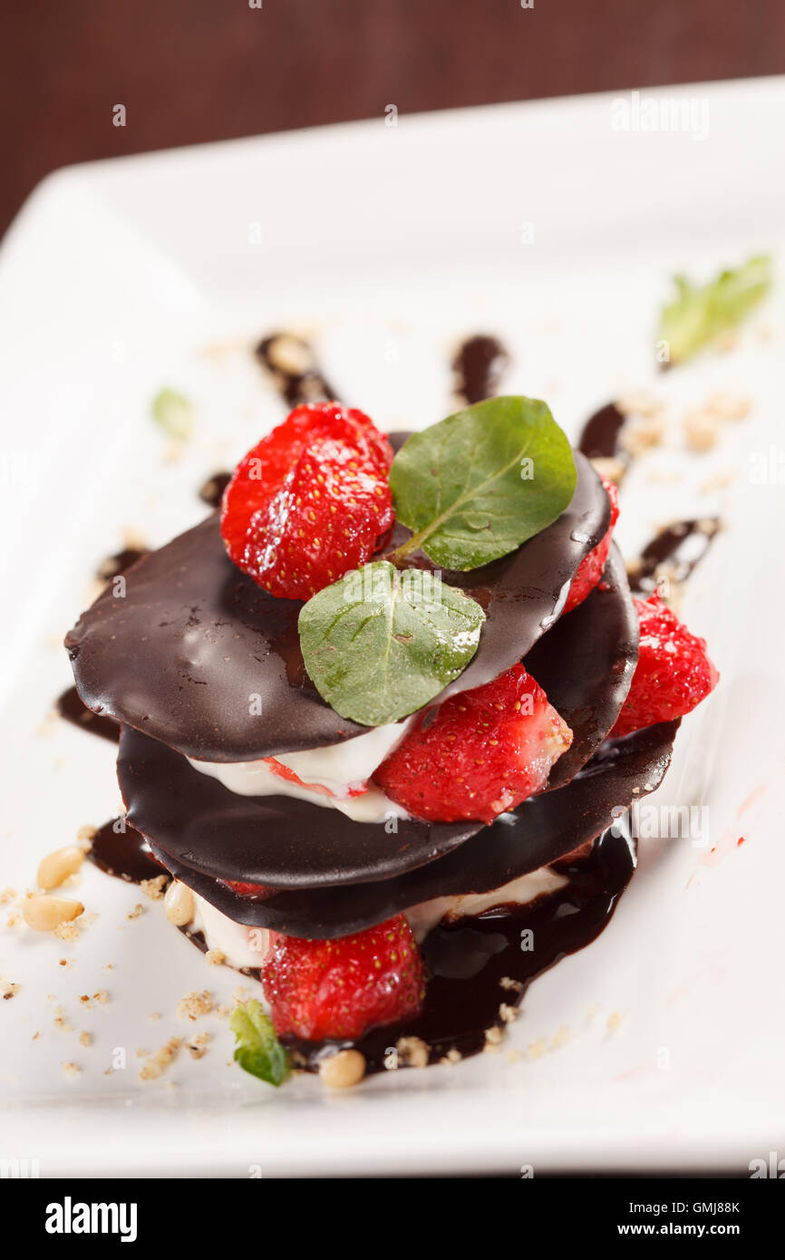 chocolate dessert with strawberry Stock Photo - Alamy