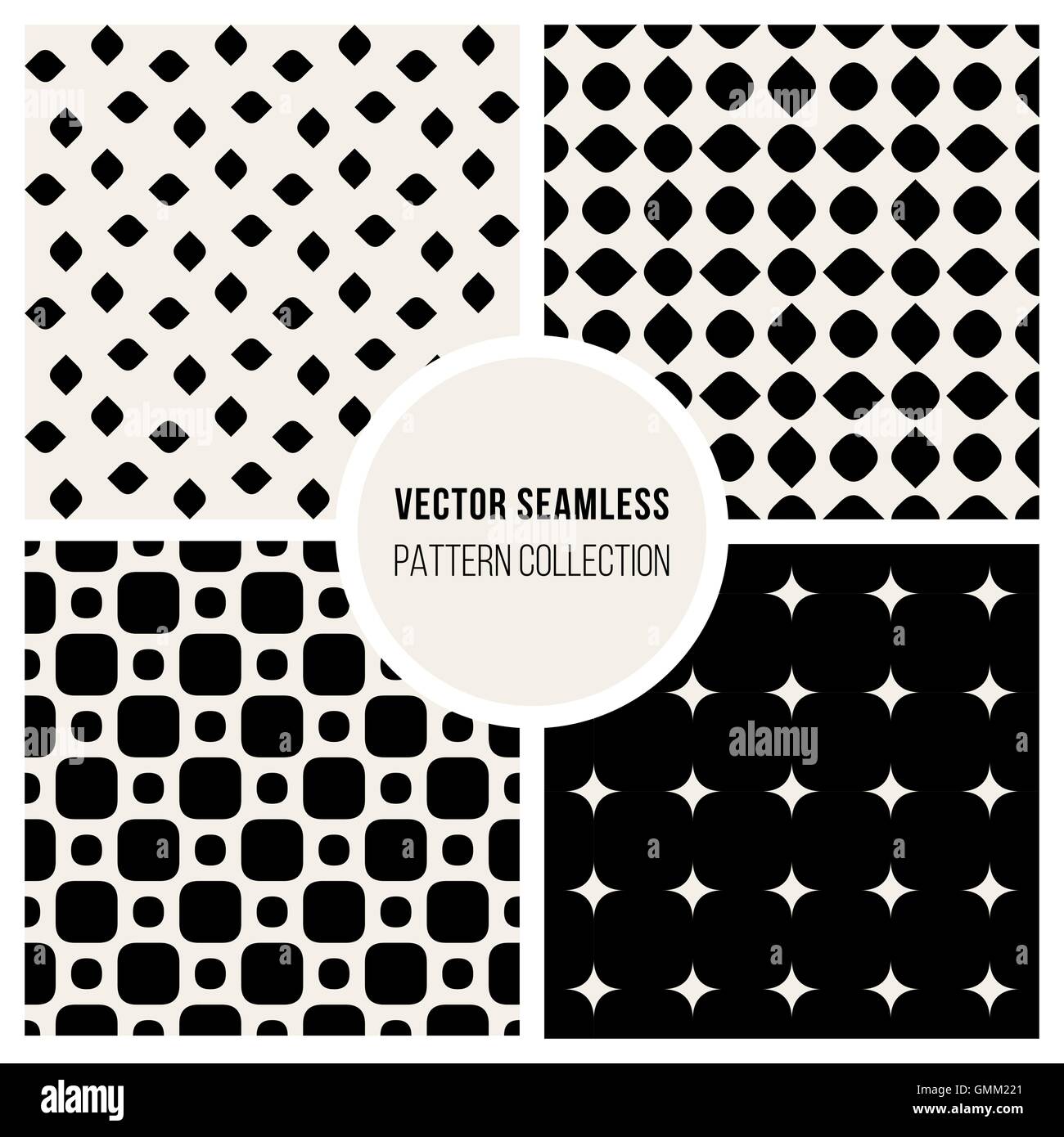 Vector Seamless Black and White Geometric Pattern Collection Stock ...