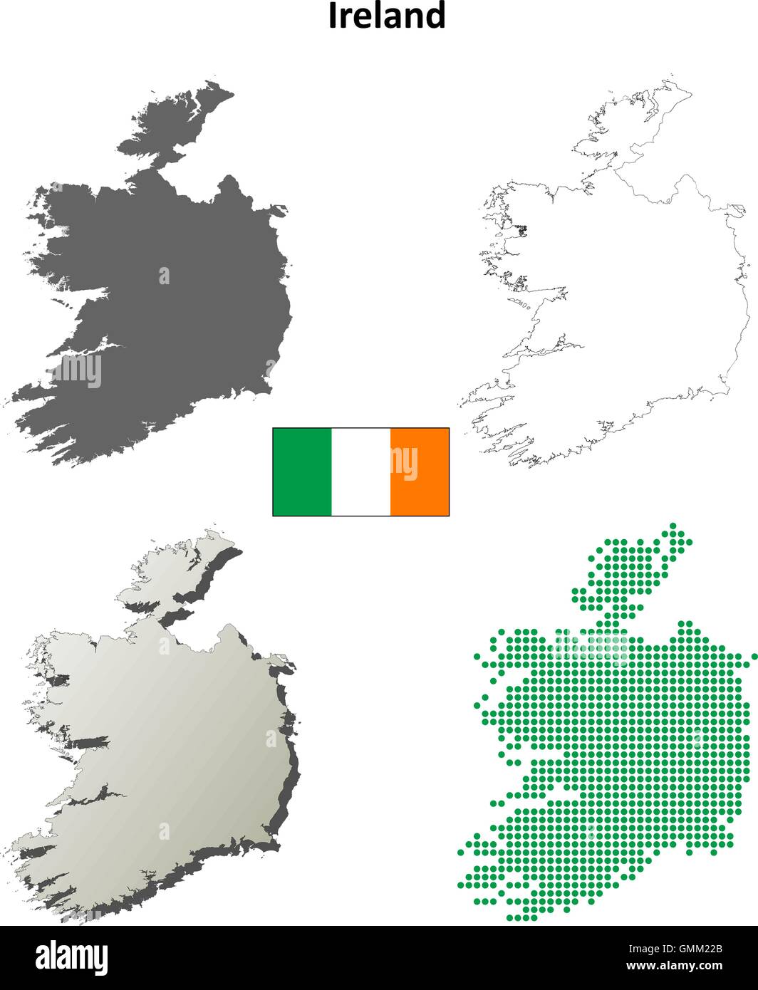Ireland outline map set Stock Vector