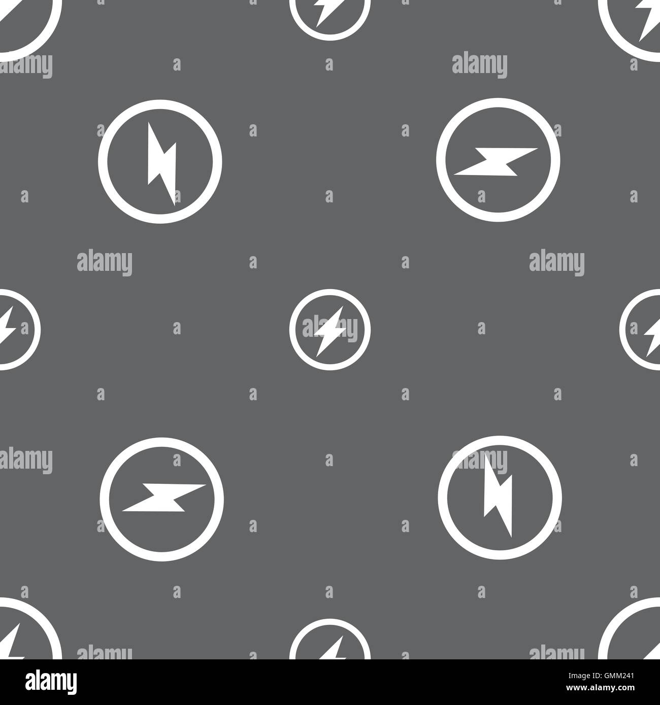 Photo flash sign icon. Lightning symbol. Seamless pattern on a gray ...