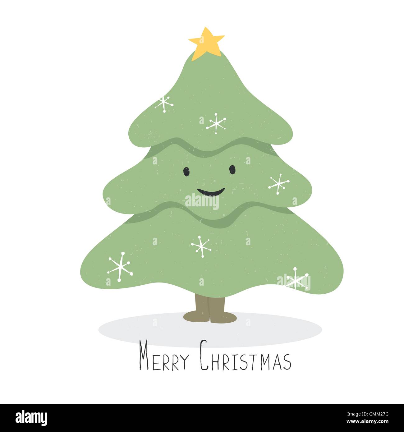 Happy and smile Christmas Tree Character. Vector cartoon illustr Stock Vector