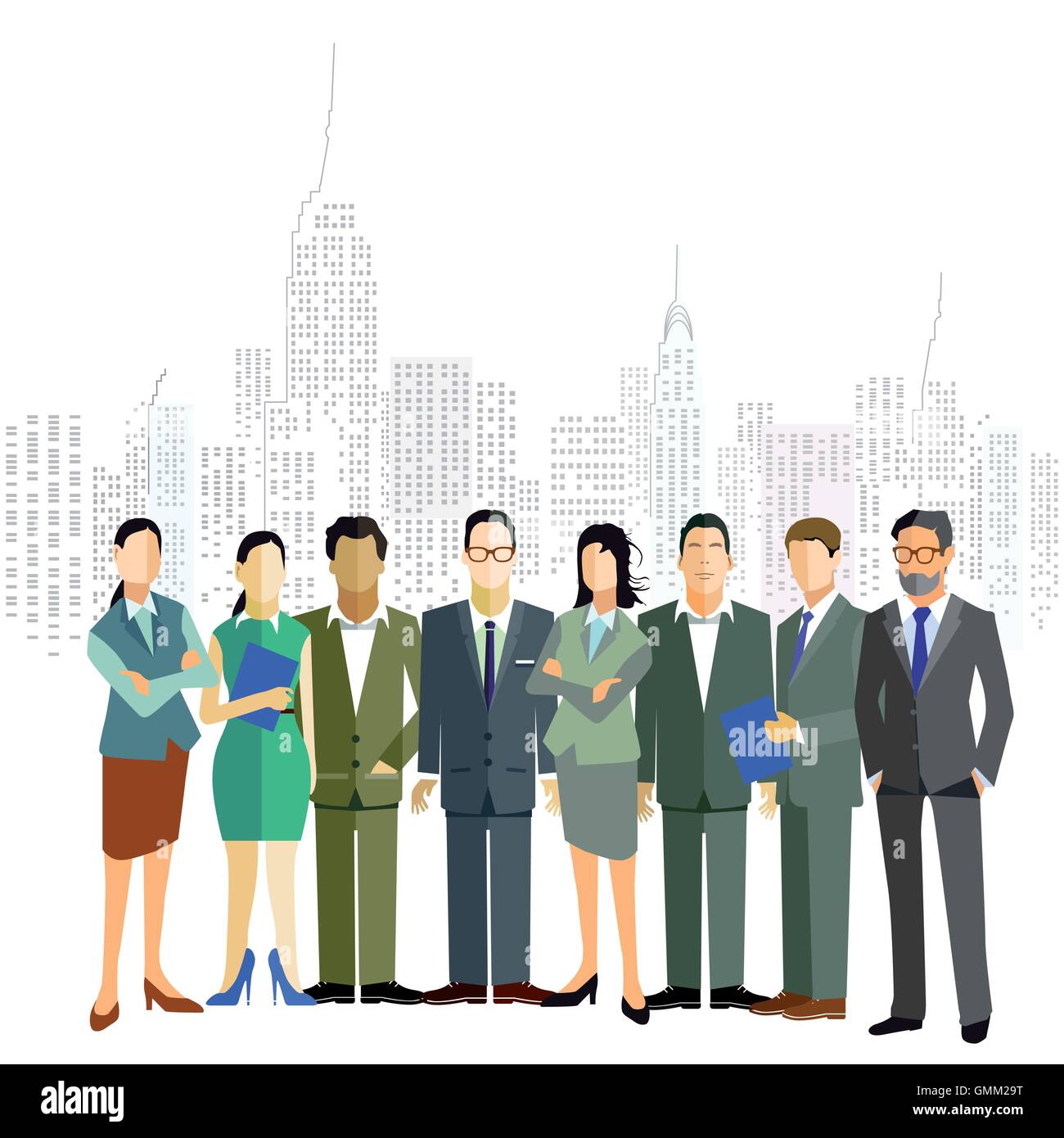 gro business and office people with city landscape Stock Vector