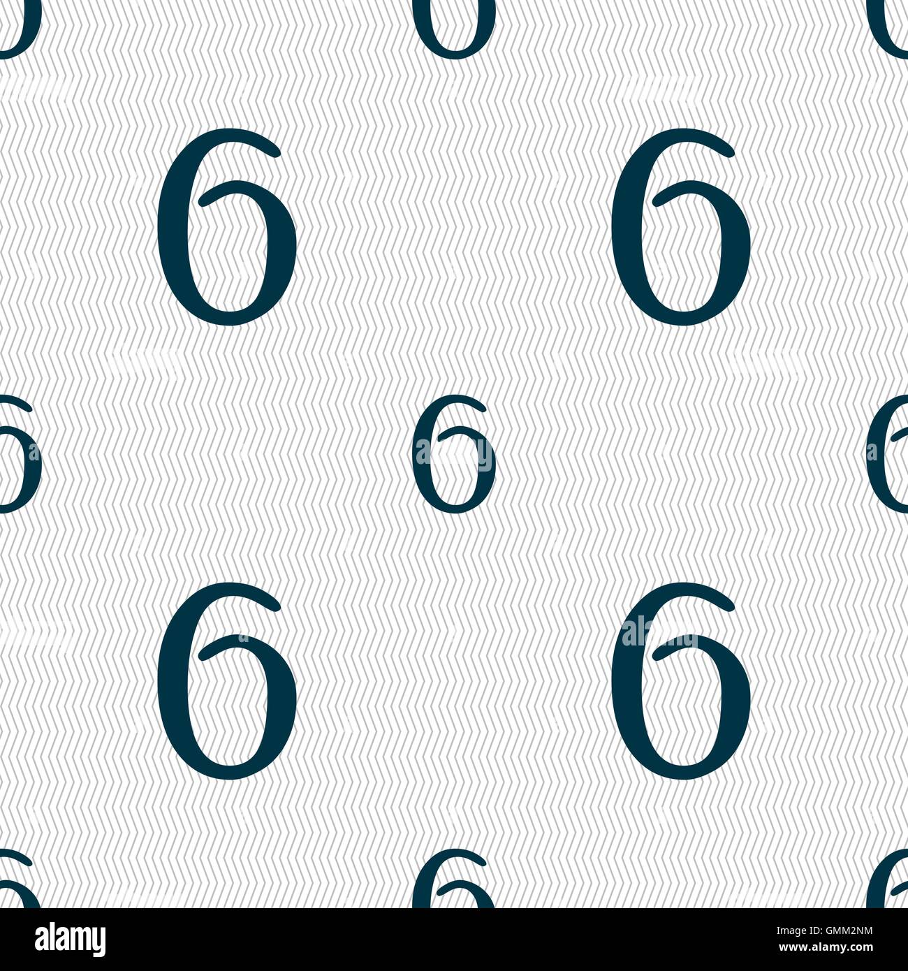 number six icon sign. Seamless abstract background with geometric ...