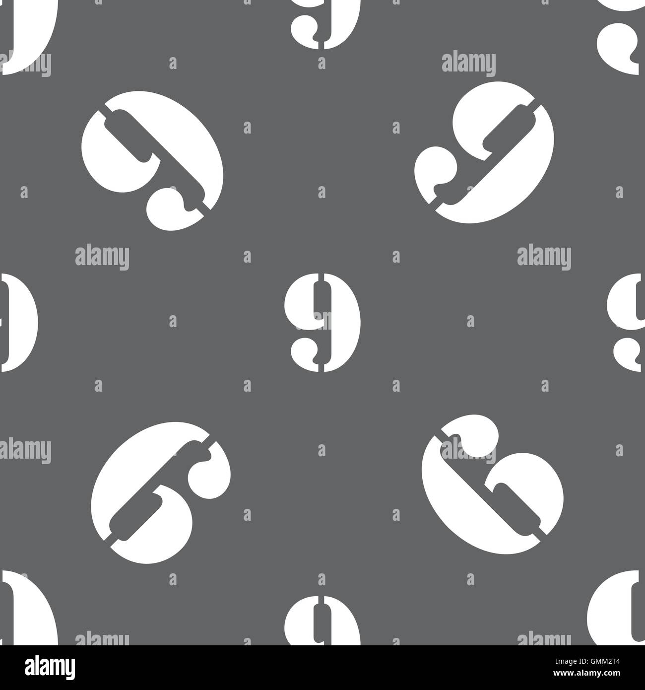 number Nine icon sign. Seamless pattern on a gray background. Vector ...