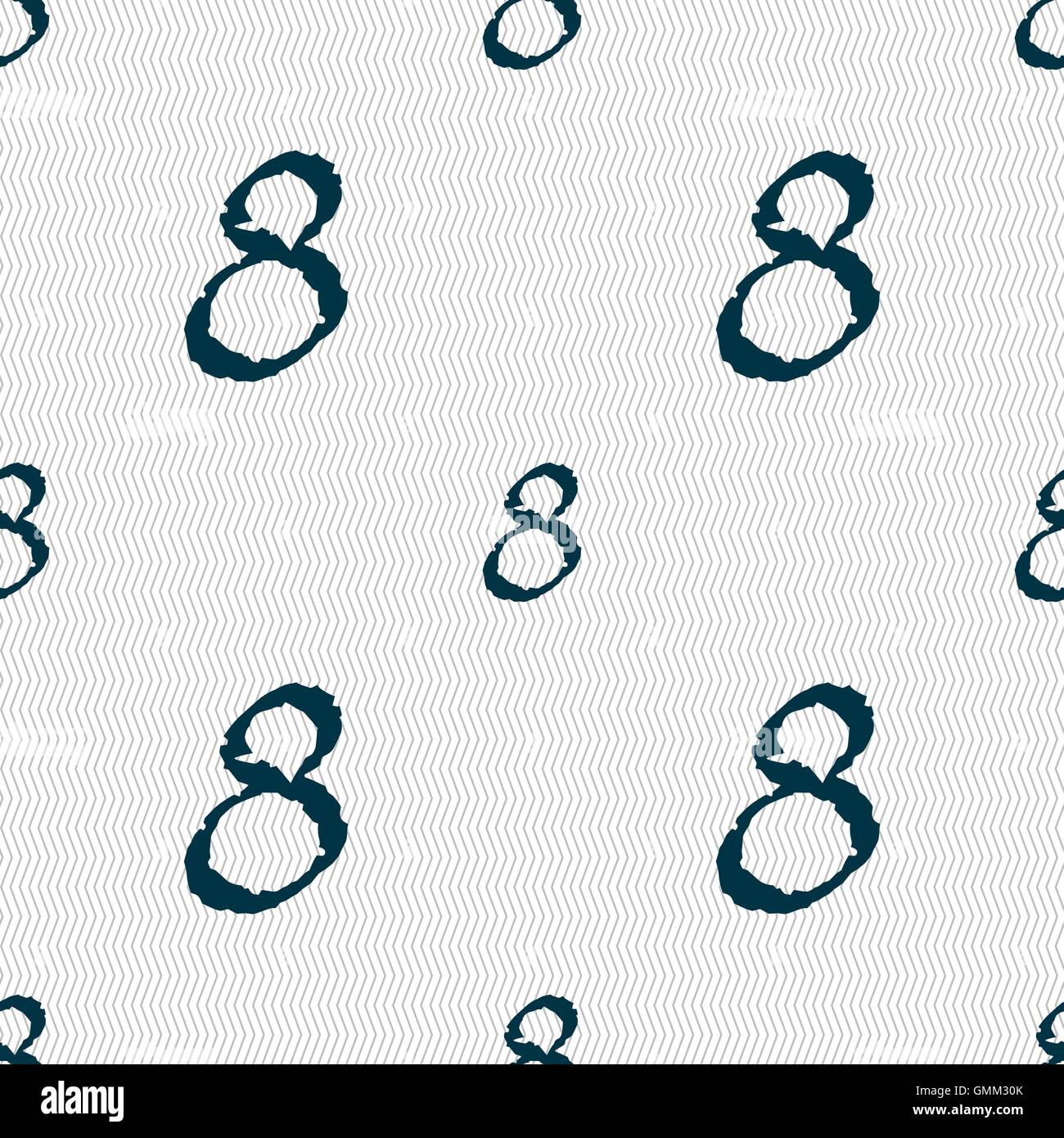 number Eight icon sign. Seamless abstract background with geometric ...