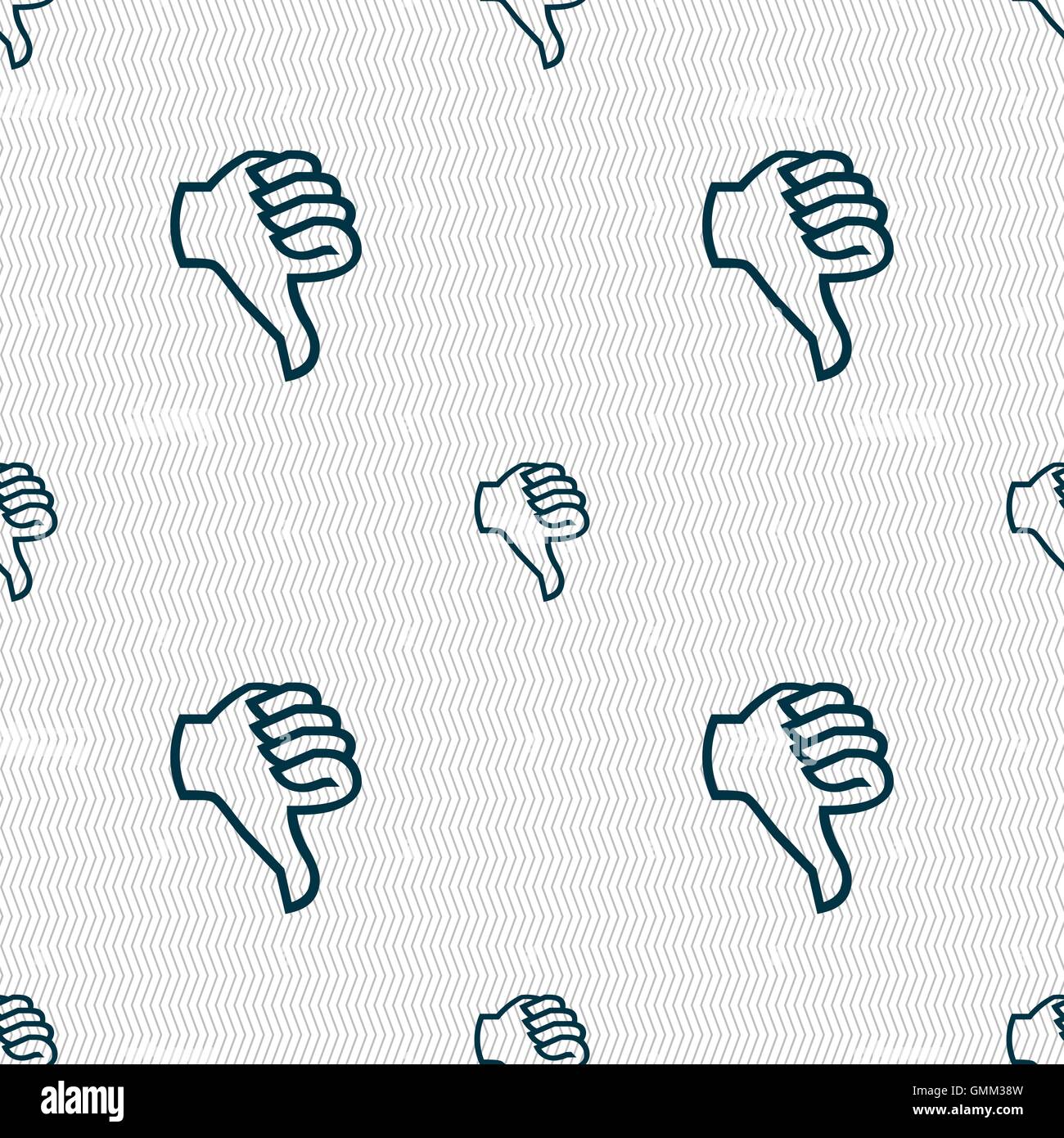 Dislike sign icon. Thumb down. Hand finger down symbol. Seamless ...