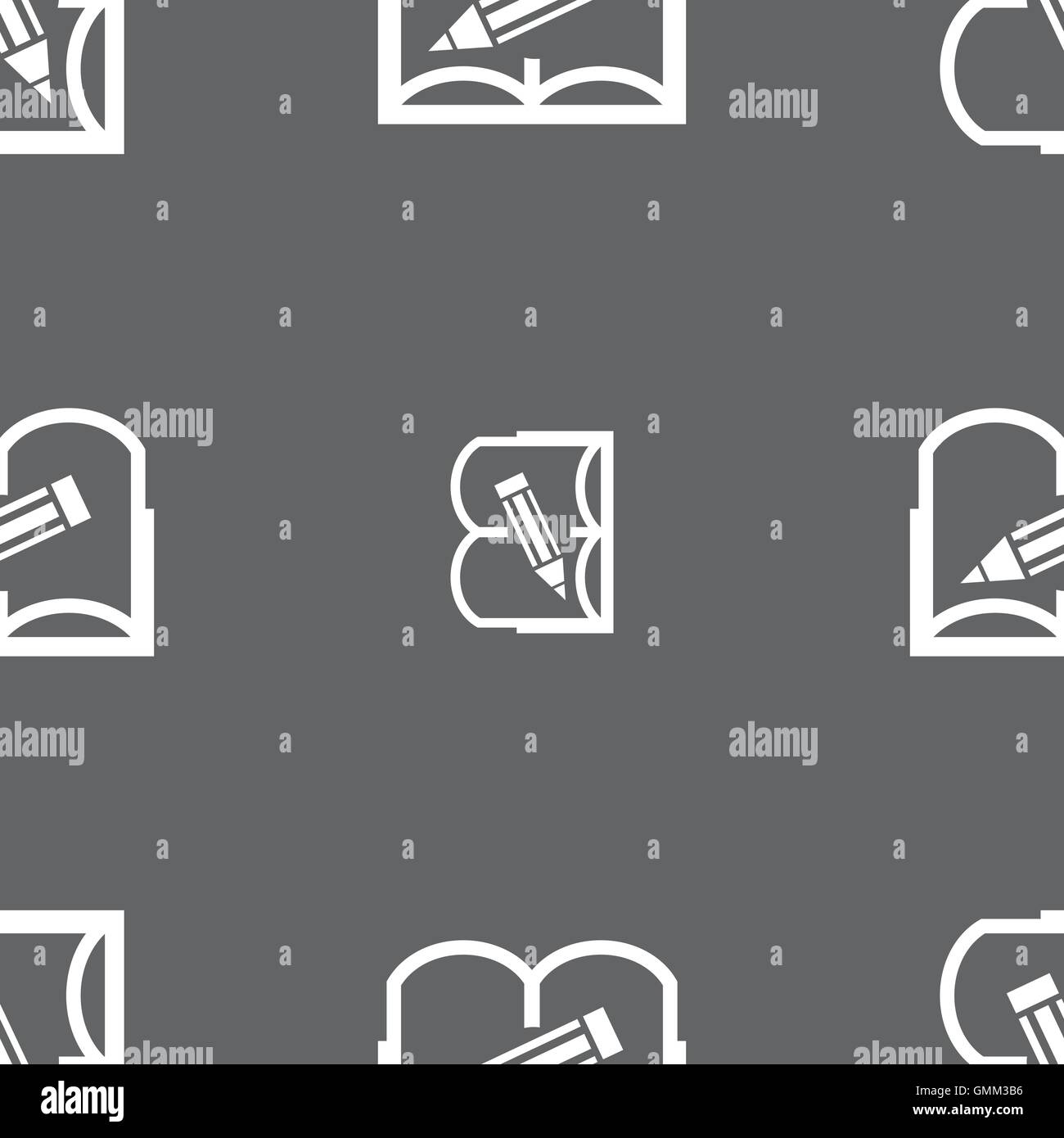 Book sign icon. Open book symbol. Seamless pattern on a gray background ...