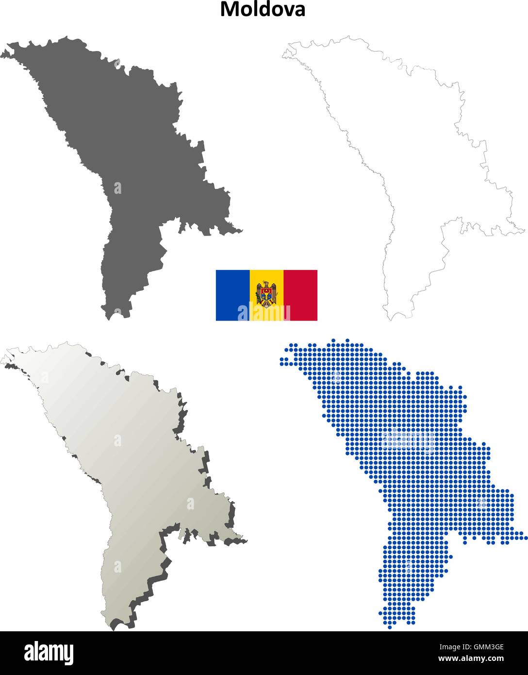 Moldova outline map set Stock Vector
