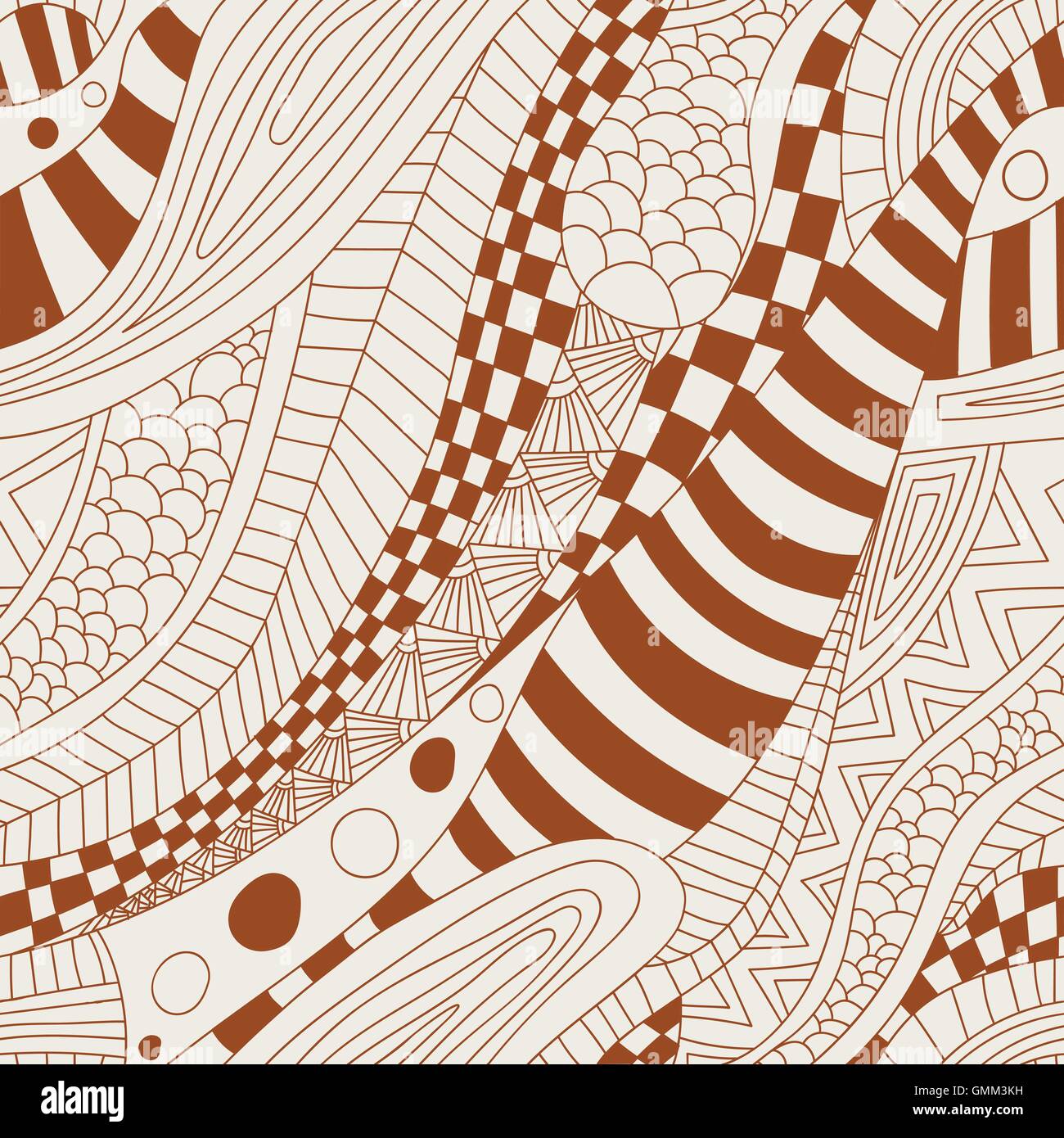 Abstract zentangle doodle waves seamless pattern. Stock Vector