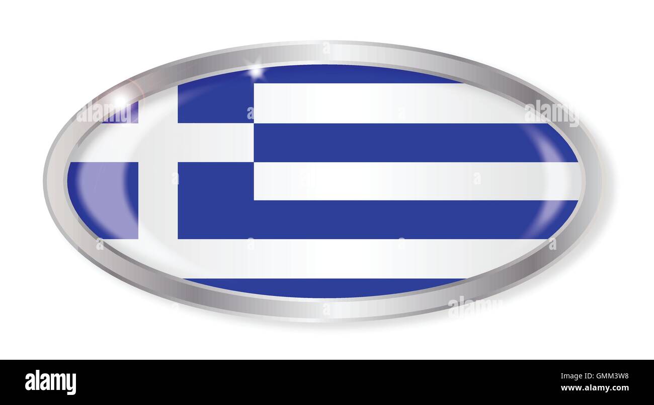 Greece Flag Oval Button Stock Vector