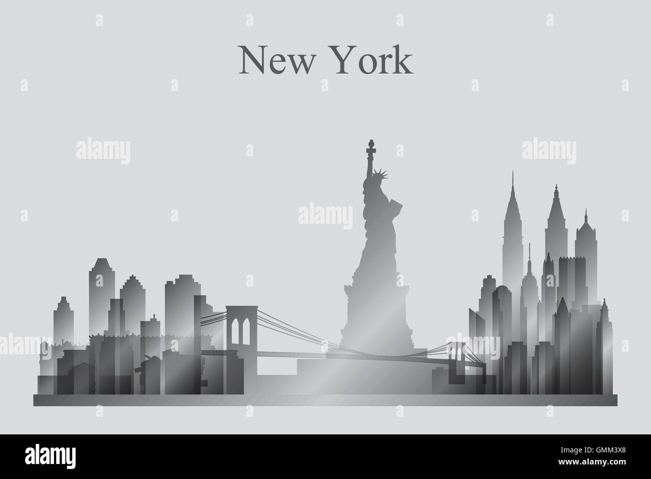 New York city skyline silhouette in grayscale Stock Vector Image & Art ...