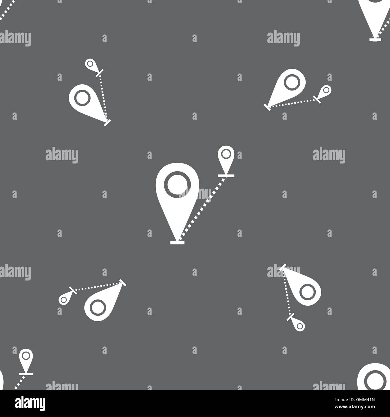 Map pointer icon sign. Seamless pattern on a gray background. Vector ...