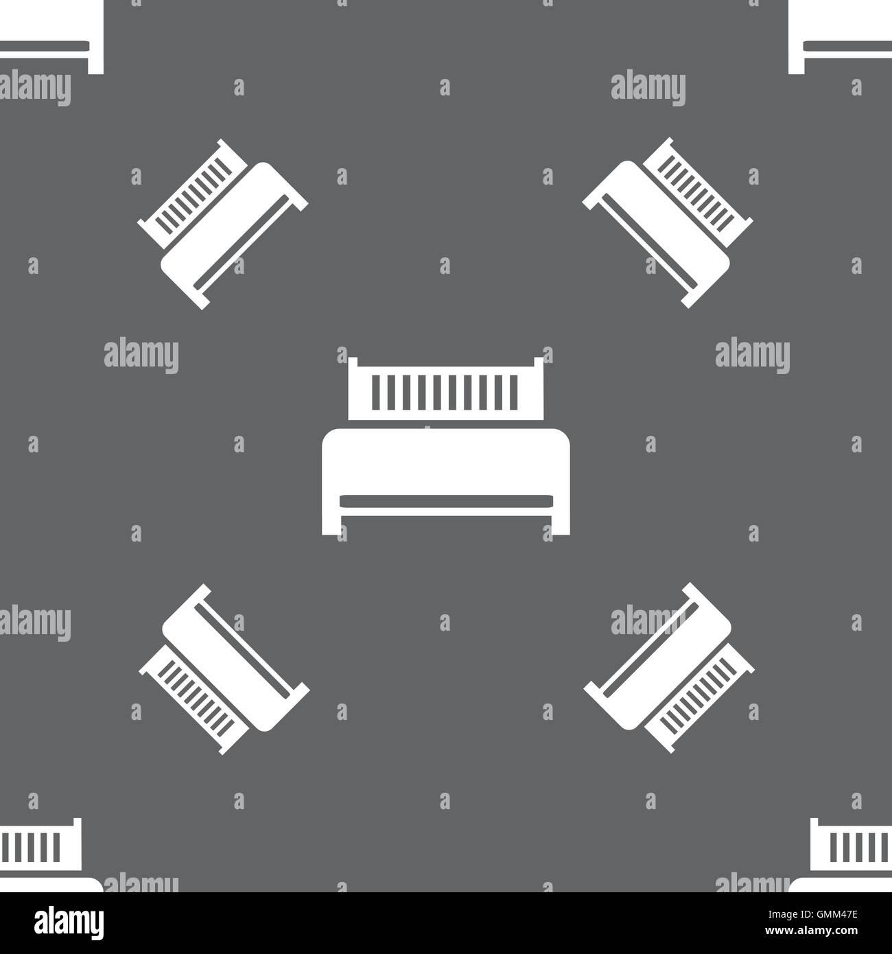 Hotel, bed icon sign. Seamless pattern on a gray background. Vector ...