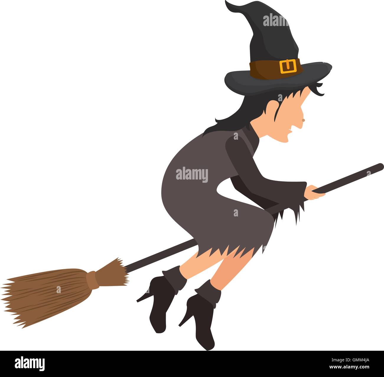witch flying with broomstick Stock Vector Image & Art - Alamy