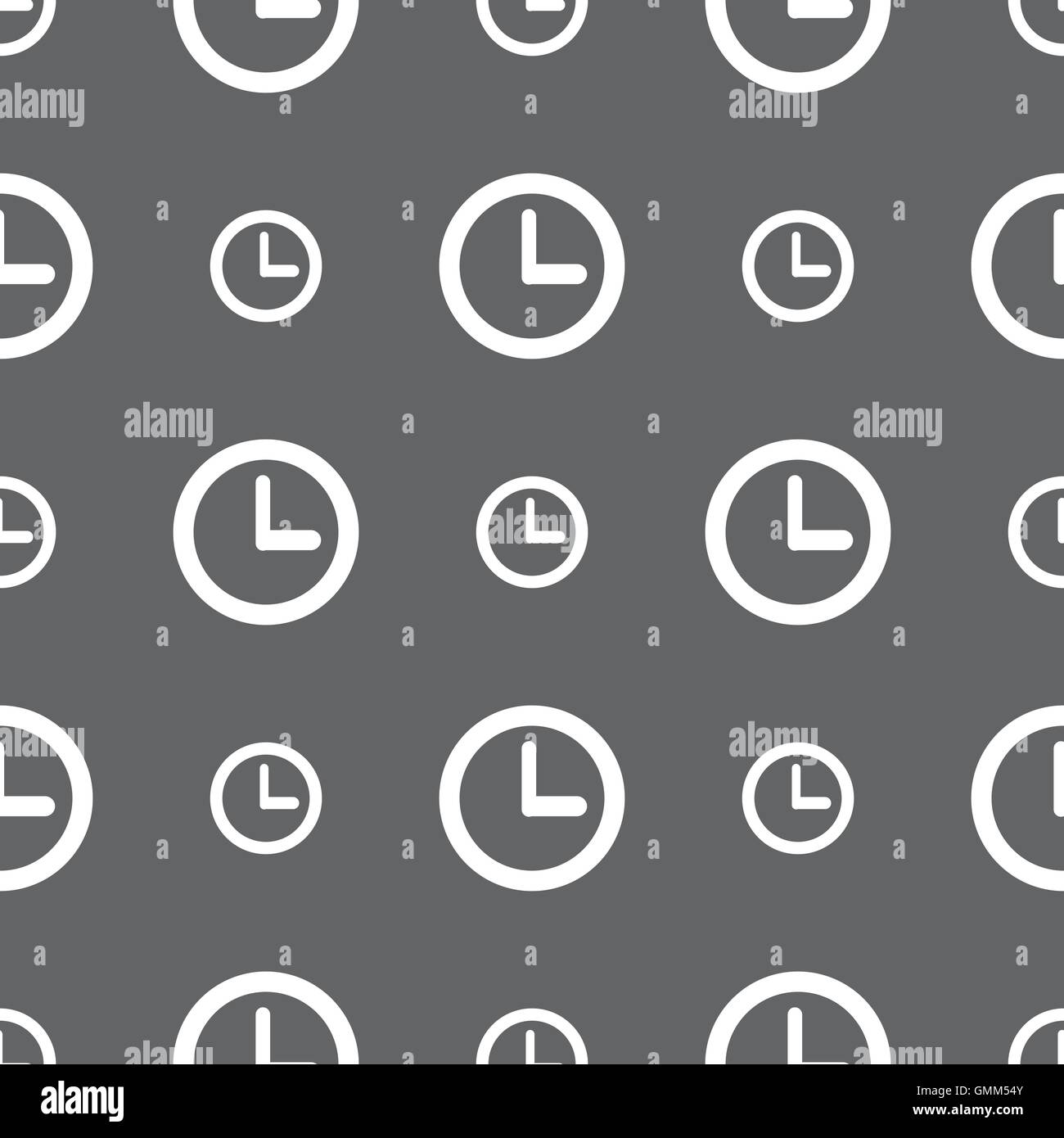 Clock sign icon. Mechanical clock symbol. Seamless pattern on a gray ...