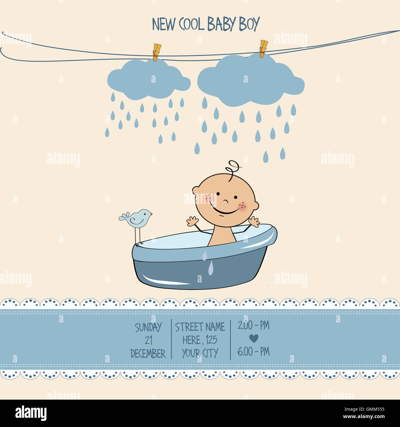 baby boy shower card Stock Vector Image & Art - Alamy
