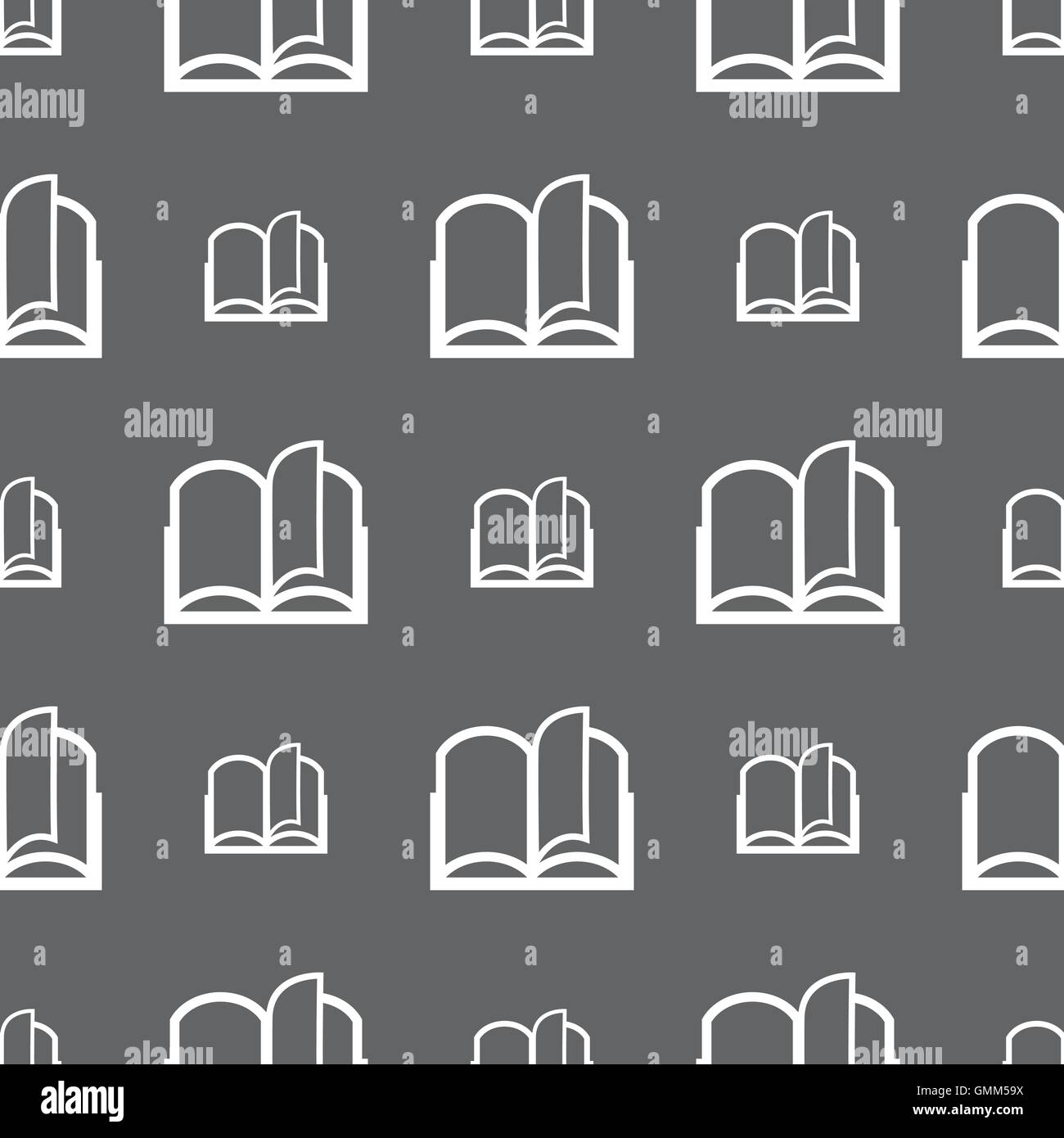 Book sign icon. Open book symbol. Seamless pattern on a gray background ...