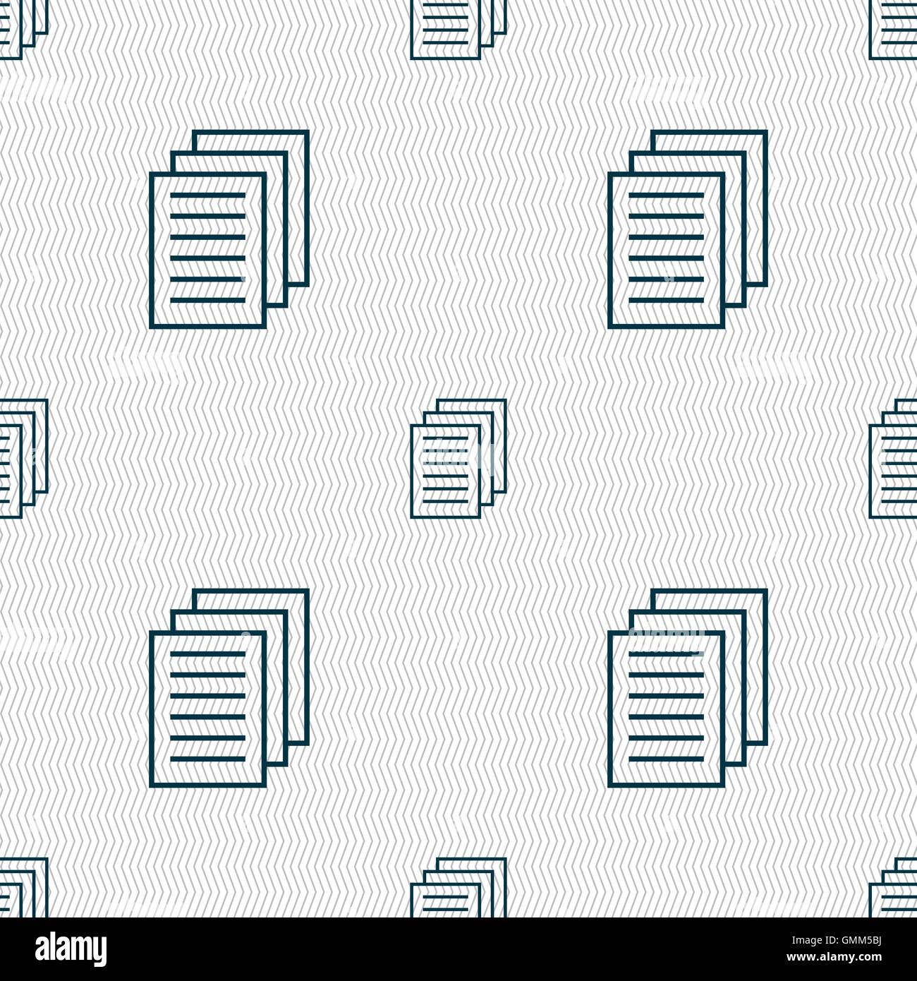 Copy file sign icon. Duplicate document symbol. Seamless abstract ...