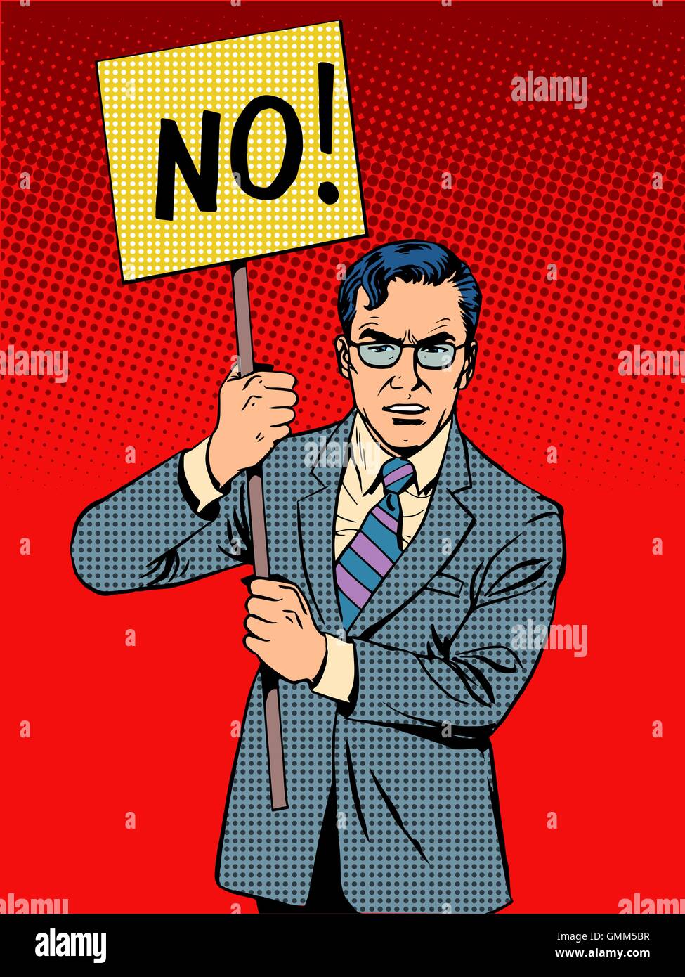 Protester with a poster no Stock Vector